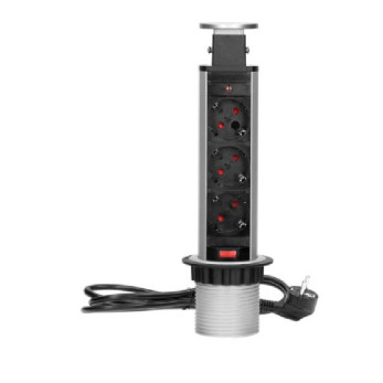 Pultba építhető konnektor torony, matt króm