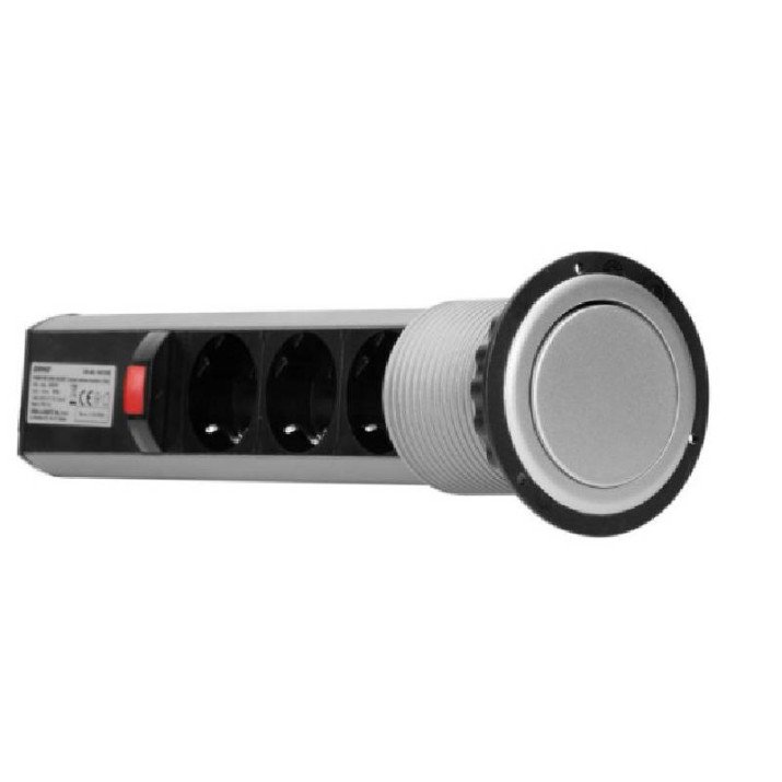 Pultba építhető konnektor torony, matt króm Pultba építhető konnektor torony, matt króm