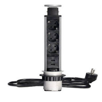 Pultba építhető konnektor torony, USB csatlakozóval Pultba építhető konnektor torony, USB csatlakozóval
