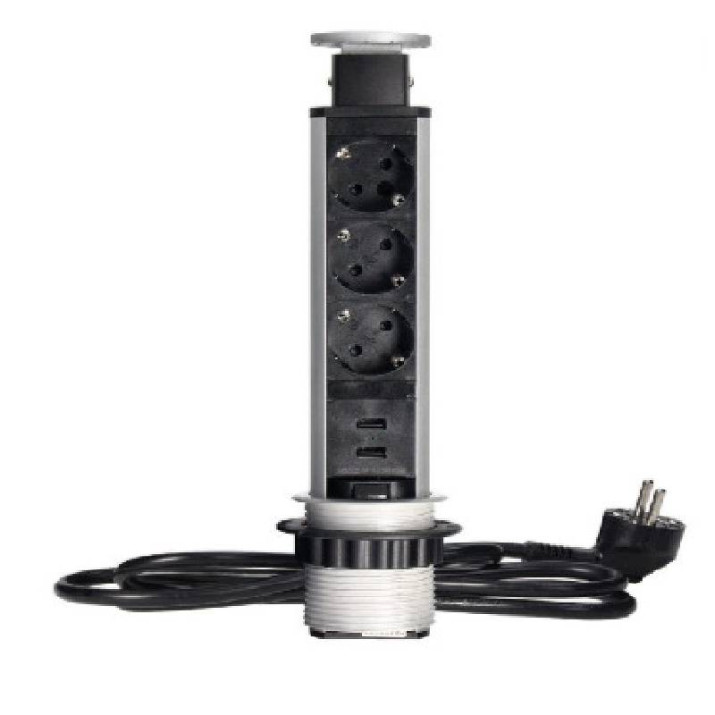 Pultba építhető konnektor torony, USB csatlakozóval Pultba építhető konnektor torony, USB csatlakozóval