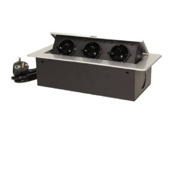 Asztallapba építhető konnektor, ezüst, kerekített széllel (Magyar szabv.)