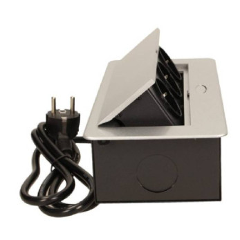 Asztallapba építhető konnektor, ezüst, kerekített széllel (Magyar szabv.)