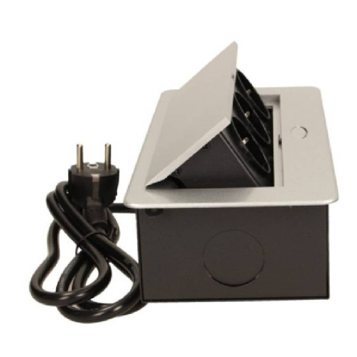 Asztallapba építhető konnektor, ezüst, kerekített széllel (Magyar szabv.) Asztallapba építhető konnektor, ezüst, kerekített széllel (Magyar szabv.)