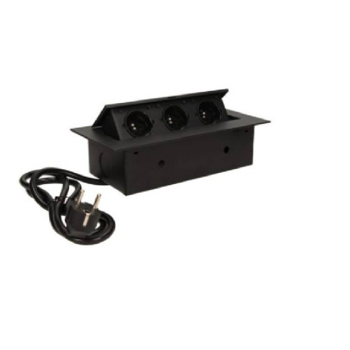 Asztallapba építhető konnektor, fekete, szögletes széllel (Magyar szabv.) Asztallapba építhető konnektor, fekete, szögletes széllel (Magyar szabv.)