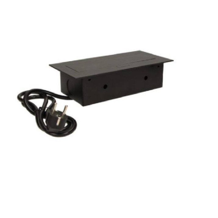 Asztallapba építhető konnektor, fekete, szögletes széllel (Magyar szabv.) Asztallapba építhető konnektor, fekete, szögletes széllel (Magyar szabv.)