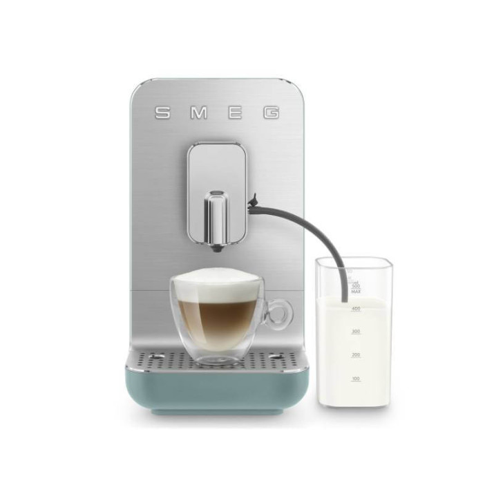 SMEG AUTOMATA KÁVÉFŐZŐ, retro, tejhabosító funkció, cappuccino/latte macchiato funkció, matt smaragdzöld