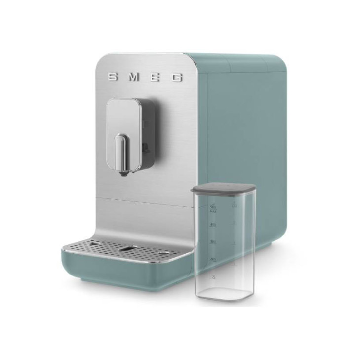 SMEG AUTOMATA KÁVÉFŐZŐ, retro, tejhabosító funkció, cappuccino/latte macchiato funkció, matt smaragdzöld